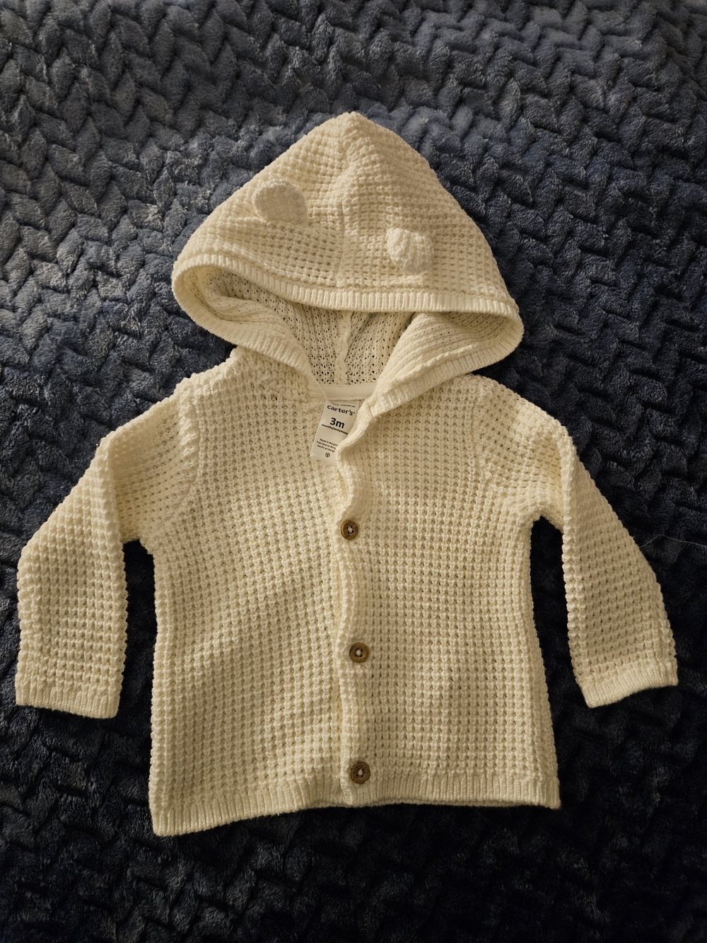 Baby Hooded Knit Cardigan - Cream
